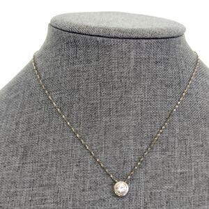 Vintage Avon Delicate Dainty Silver Tone Twisted Rope Chain CZ Pendant Necklace